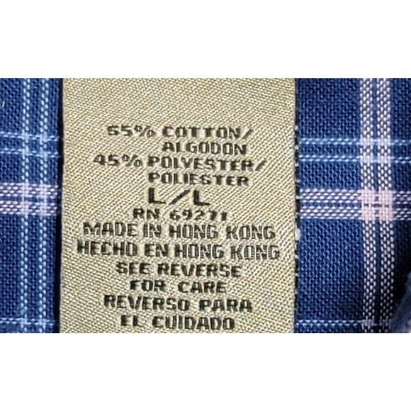 Sun River Blue Pink Plaid Button Up Collard Shirt Large Wrinkle Resistant Soft - Picture 4 of 6